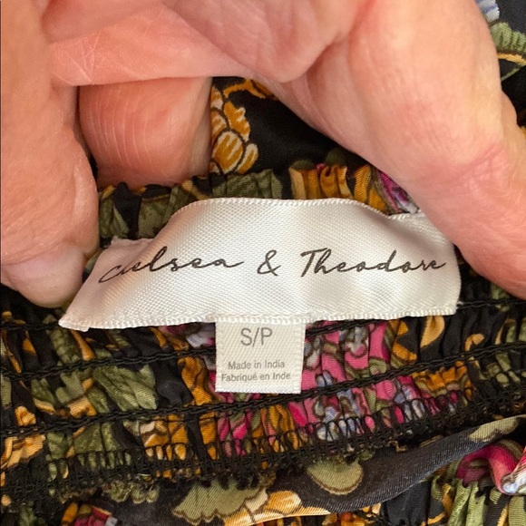 Chelsea & Theodore Pleated Red Green Maxi Skirt - Picture 9 of 13